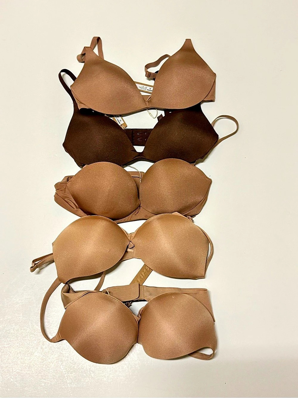 Skims Women’s NWT Bras Lot 5 Different Types Size 32B Brown/Tan Push Up Styles